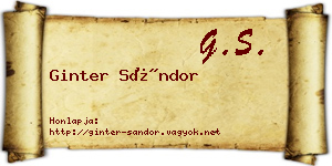 Ginter Sándor névjegykártya