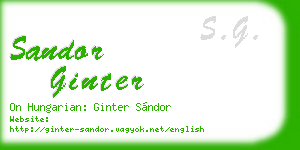sandor ginter business card