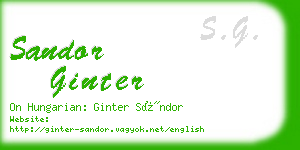 sandor ginter business card